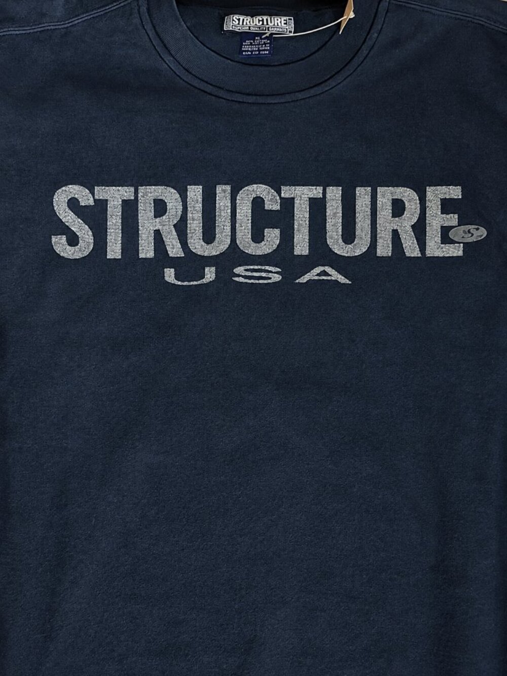 NWT Vintage 90s Structure USA Logo Crewneck Sweatshirt Men’s M Black - Picture 2 of 5